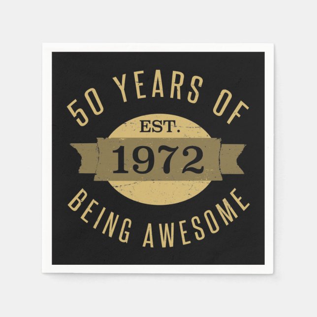 Serviette En Papier Established 1972 50th Birthday (Devant)