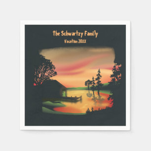 Serviette En Papier Etang vintage coucher de soleil ponton échapper ve