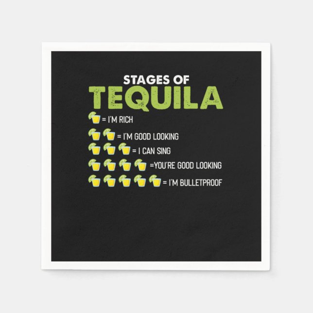 Serviette En Papier Étapes De Tequila Funny Tequila Drinker Cadeau (Devant)