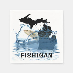 Serviette En Papier état du Michigan avec gros poissons