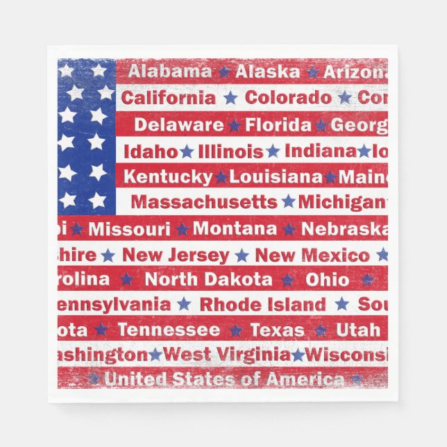 Serviette En Papier États de l'USA sur le drapeau (Devant)