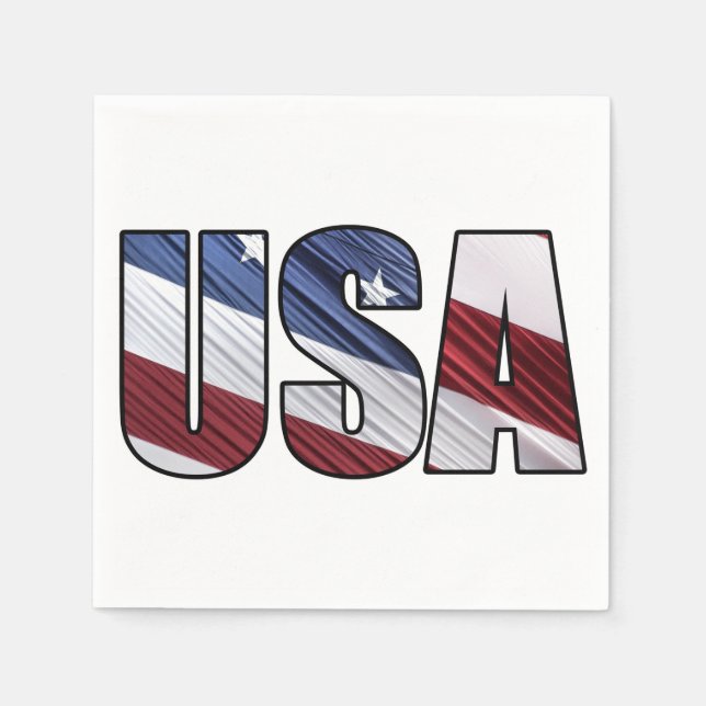 Serviette En Papier États-Unis en rouge blanc et bleu drapeau patrioti (Devant)