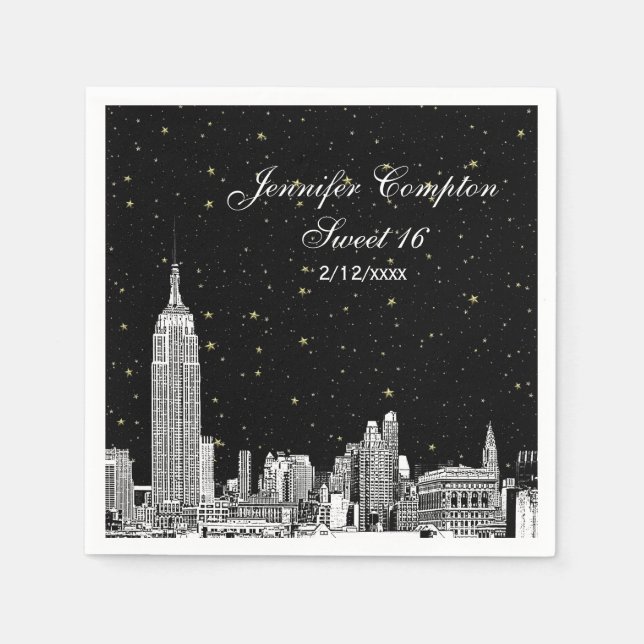 Serviette En Papier Etched NYC Skyline Starry do-it-yourself BG Sweet  (Devant)