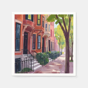 Serviette En Papier Été à Boston Brownstones du Massachusetts