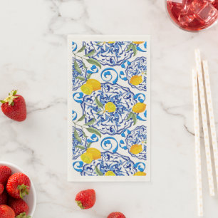 Serviette En Papier Été ,agrumes,boho ,bohémien,floral Méditerranéen