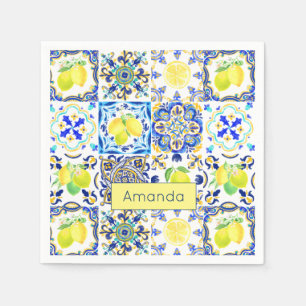Serviette En Papier Été agrumes siciliens majolica méditerranéenne
