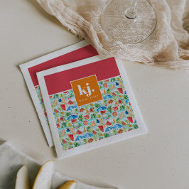 Serviette En Papier Été amusant Monogramme élégant