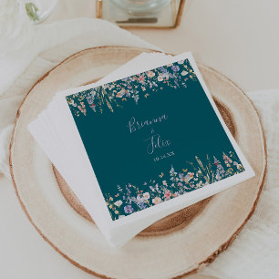 Serviette En Papier Été Multicolore Fleur sauvage Vert Mariage Napkin