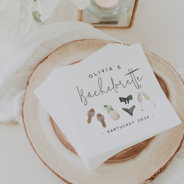 Serviette En Papier Été Neutres Personnalisé Bachelorette Party (Créateur téléchargé)