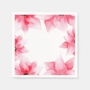 Serviette En Papier Eté Pêche Corail Aquarelle Floral Chic