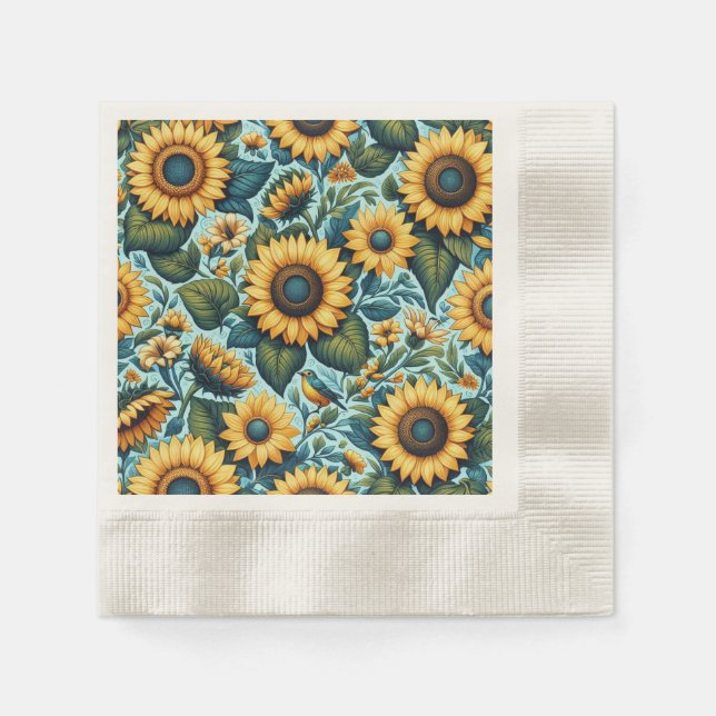Serviette En Papier Été/tournesol/oiseau (Devant)