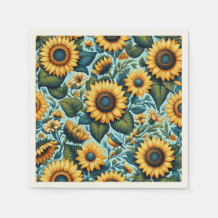 Serviette En Papier Été/tournesol/oiseau