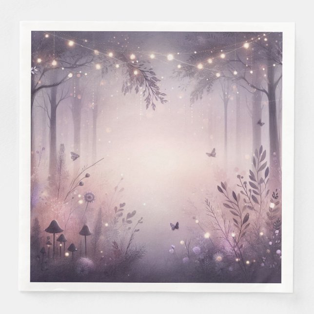 Serviette En Papier Ethereal Fairy Lights Dîner Forêt Naples (Devant)