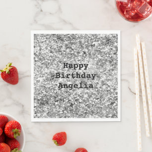 Serviette En Papier Étincelle de Parties scintillant en argent
