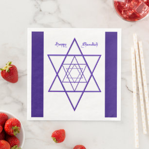 Serviette En Papier Étoile à six points bleu et blanc Chanukah serviet