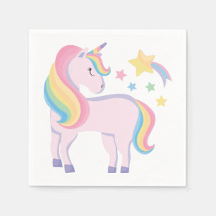 Serviette En Papier Étoile & Arc-en-ciel Licorne Magique Anniversaire 