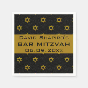 Serviette En Papier Étoile Bleue et Or de David Bar Mitzvah