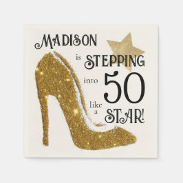 Serviette En Papier Etoile d'anniversaire de l'âge d'or personnalisée