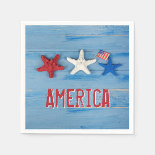 Serviette En Papier Étoile de mer patriotique avec drapeau américain