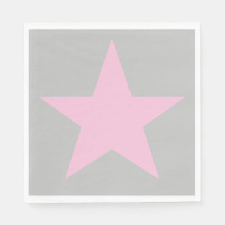 Serviette En Papier Étoile rose et grise cool et funky personnalisable