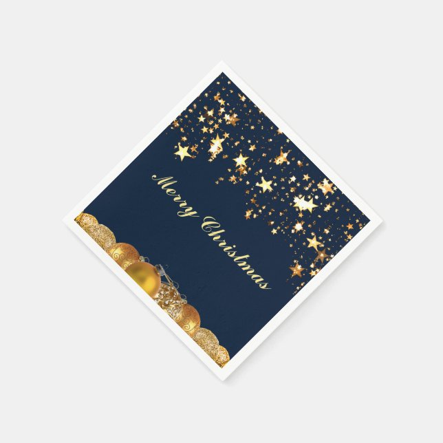 Serviette En Papier Étoiles, Baubles, Arbre et Message de Noël (Coin)