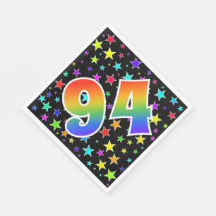 Serviette En Papier Étoiles colorées + Motif "94" d'arc-en-ciel