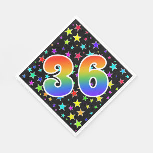 Serviette En Papier Étoiles colorées + Motif arc-en-ciel "36" N° d'évé
