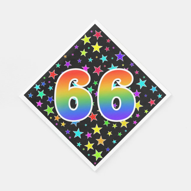 Serviette En Papier Étoiles colorées + Motif arc-en-ciel "66" N° d'évé (Coin)