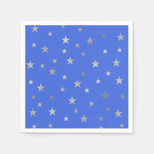 Serviette En Papier Etoiles d'argent et bleu royal