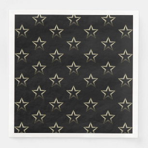 Serviette En Papier Étoiles d'argent métallique sur noir