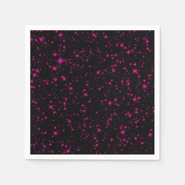 Serviette En Papier Étoiles de Parties scintillant étincelantes noir e (Devant)