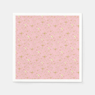 Serviette En Papier étoiles de parties scintillant or, rose et or