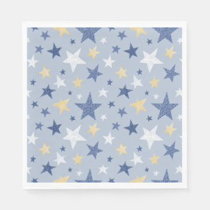 Serviette En Papier Étoiles d'hiver Bleues et Jaunes