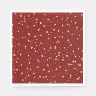 Serviette En Papier étoiles d'or sur arrière - plan rouge