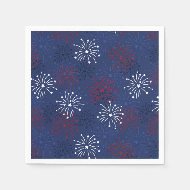 Serviette En Papier Etoiles et feux d'artifice : Fête de l'Indépendanc (Devant)