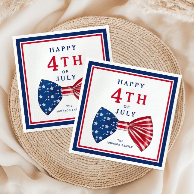 Serviette En Papier Étoiles Et Rayures Patriotiques 4 juillet (Patriotic Stars And Stripes 4th Of July Napkins)