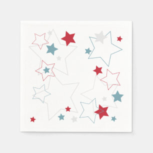 Serviette En Papier Étoiles patriotiques modernes rouges blanches et 