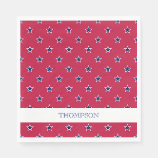 Serviette En Papier Étoiles patriotiques Rouge Blanc Bleu NOM Juillet 