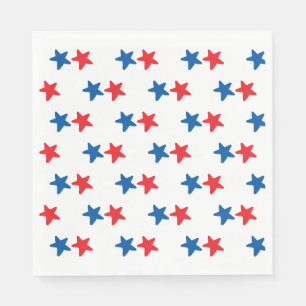 Serviette En Papier Étoiles rouges et bleues   Patriotique / 4 juillet