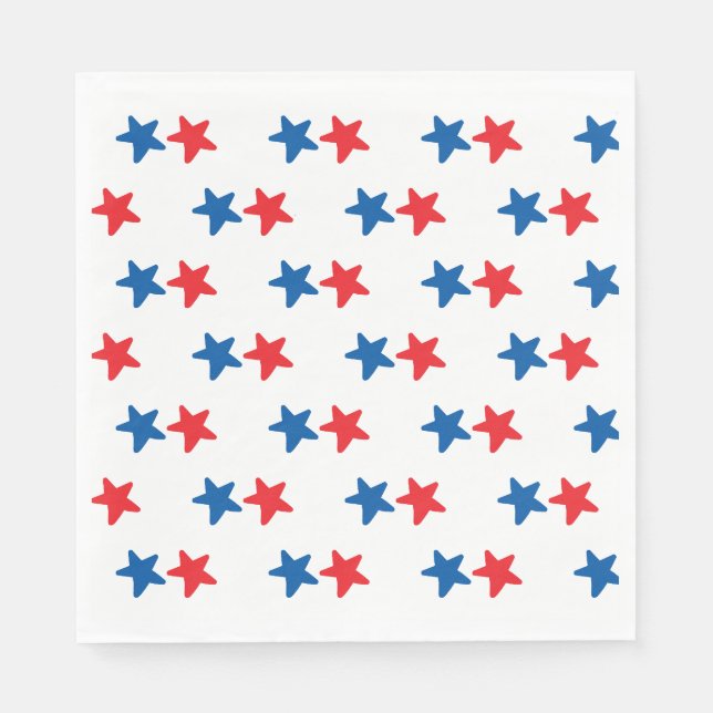 Serviette En Papier Étoiles rouges et bleues | Patriotique / 4 juillet (Devant)