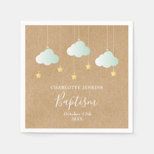 Serviette En Papier Étoiles scintillantes de baptême rustique