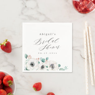 Serviette En Papier Eucalyptus anemone floral rustique douche nuptiale