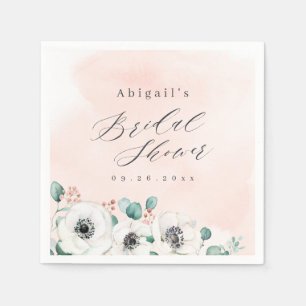 Serviette En Papier Eucalyptus anemone floral rustique douche nuptiale