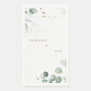 Serviette En Papier Eucalyptus blanc Élégance Mariage personnalisé
