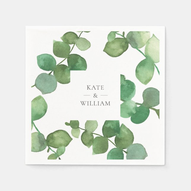 Serviette En Papier Eucalyptus Boho Verdure Floral (Devant)
