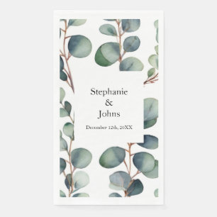 Serviette En Papier Eucalyptus Branches Dusty Blue Green Mariage