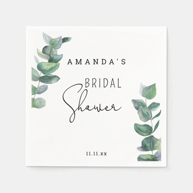 Serviette En Papier Eucalyptus - douche nuptiale (Devant)