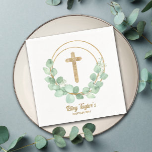 Serviette En Papier Eucalyptus et baptême croisé