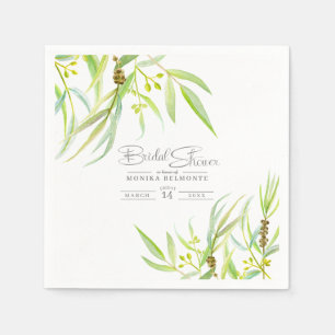 Serviette En Papier Eucalyptus feuille aquarelle vert nuptiale douche