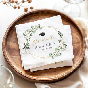 Serviette En Papier Eucalyptus Feuille Gold Geometry Graduation Party